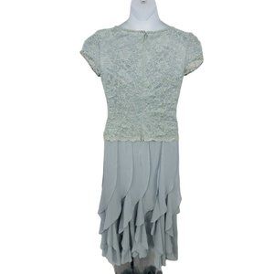 Km Collection Blue Lace and Chiffon Dress Size 10